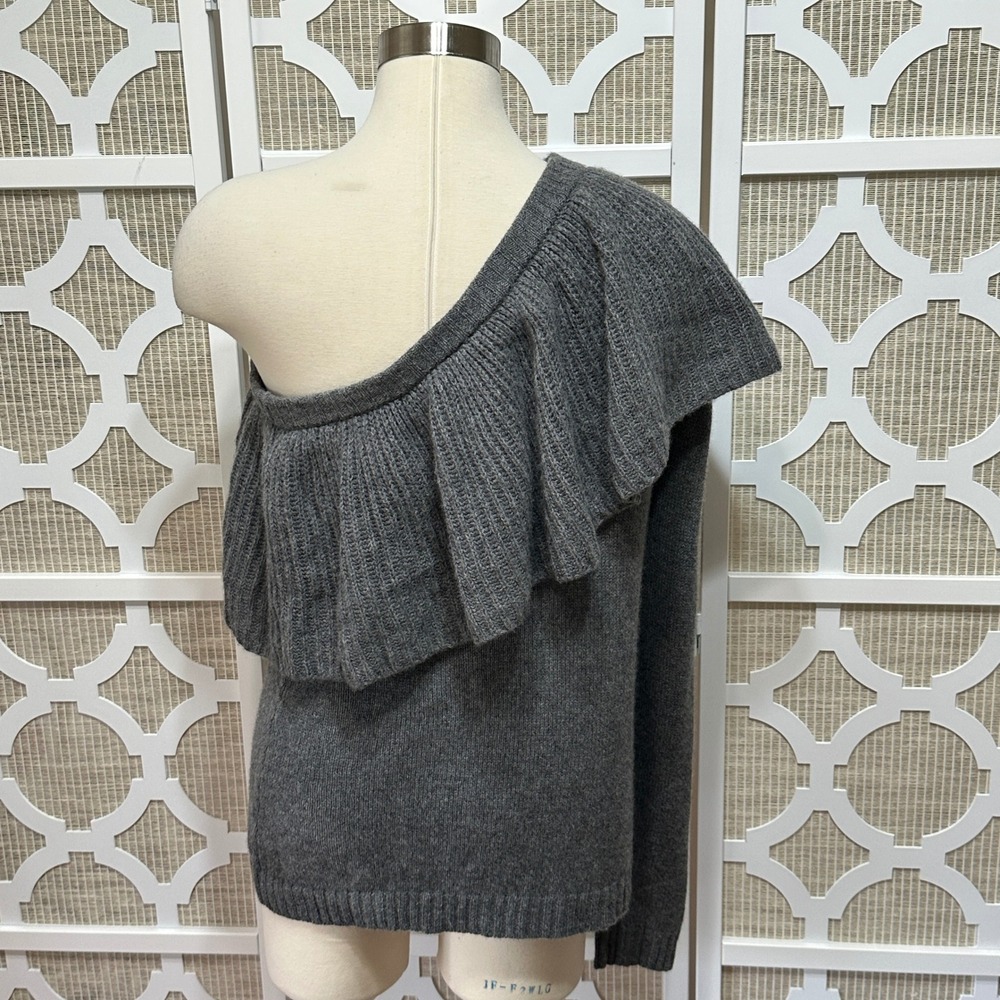 Off-the-Shoulder Ruffle Sweater - Gray - Picture 5 of 10